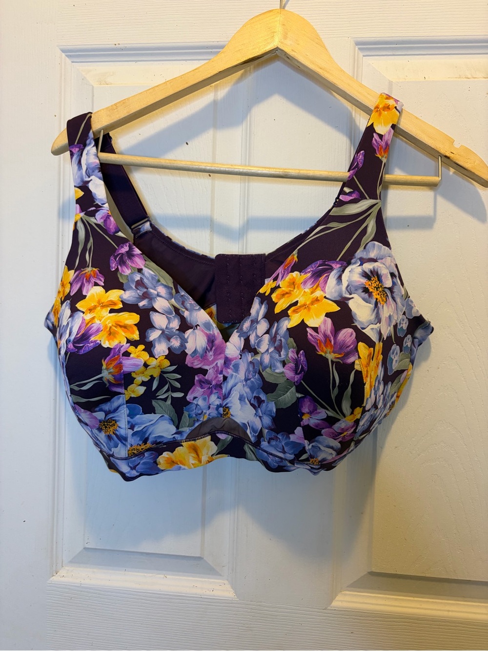 Cacique Purple Floral Lightly Lined Full Coverage No Wire Bra 42DD